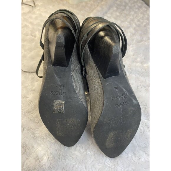 Guess By Marciano VTG ankle Booties Size 6 Fringe Cone Heel Fabric See details - Picture 13 of 15